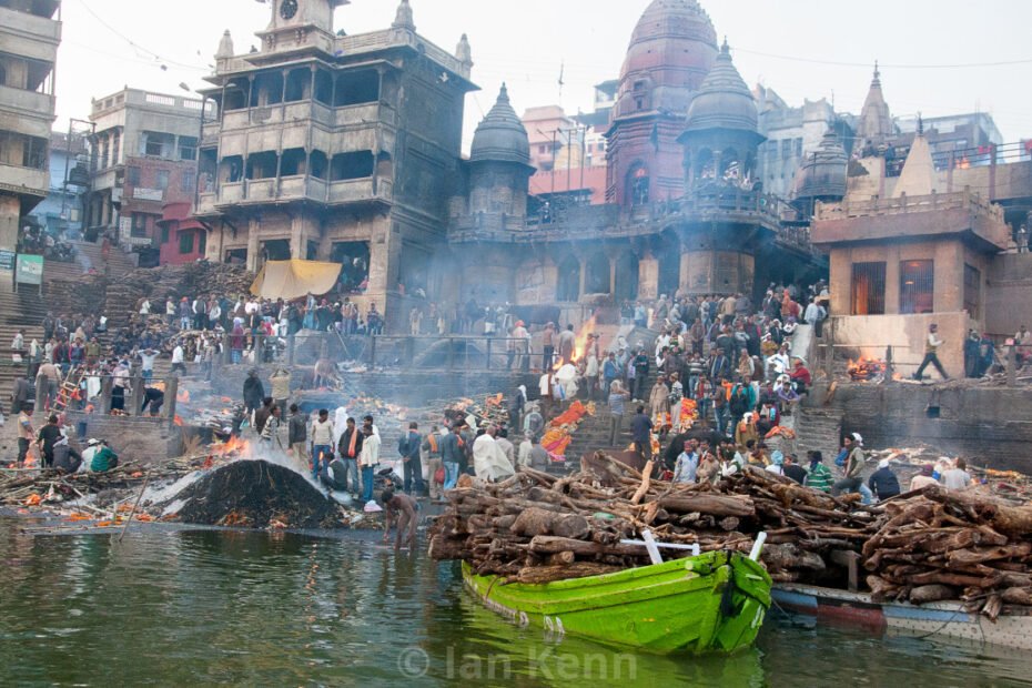 Ian Kerr's photo of the funeral Ghat's on the Ganges at Varanasi